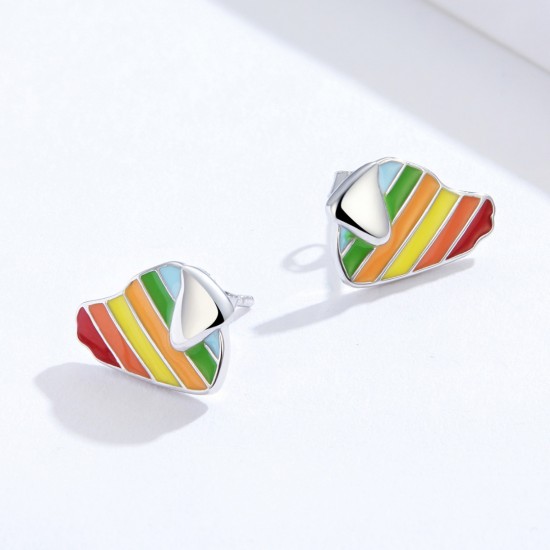 Rainbow Dog Stud Earrings