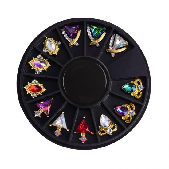 12 Pieces Multicolor Rhinestone Nail Jewelry Nail Charms