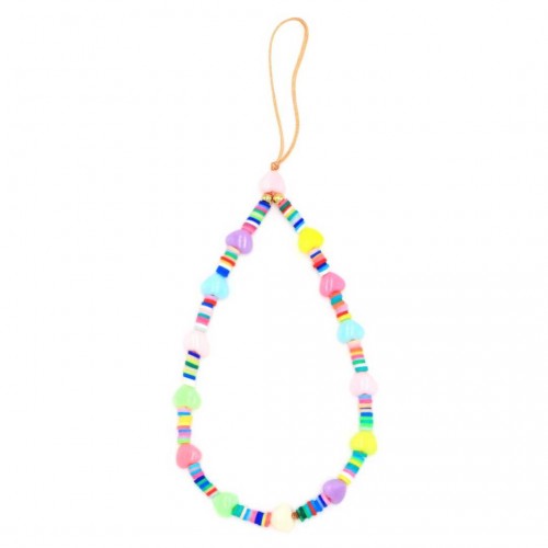 Beaded Phone Charm Colorful Hearts Beads
