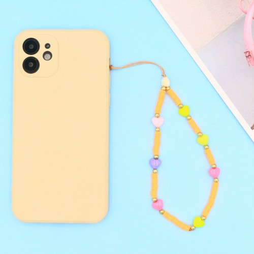 Beaded Phone Charm Cute Heart Beads Yellow
