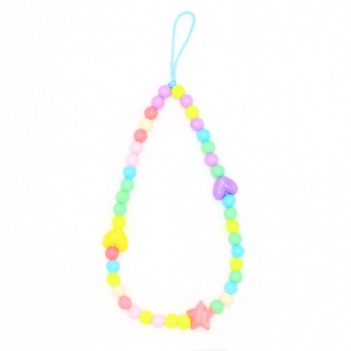 Beaded Phone Charm Colorful Hearts Beads