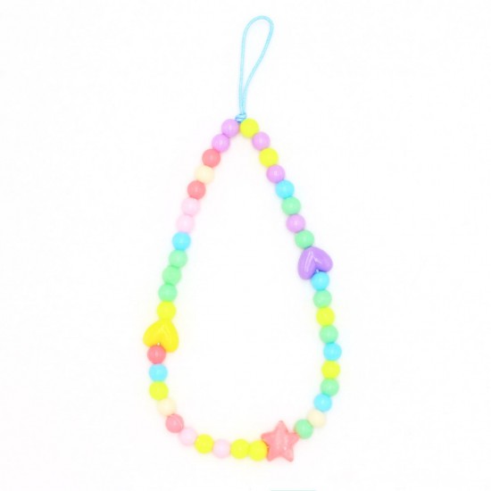 Deaded Phone Charm Colorful Hearts Beads
