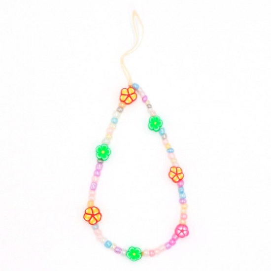Deaded Phone Charm Colorful Flower Beads