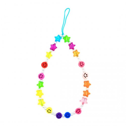 Beaded Phone Charm Colorful Stars Smile Beads